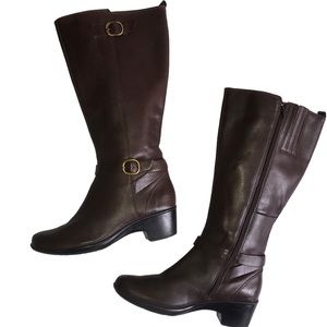 Clarks Y2K Brown Leather Riding Boots